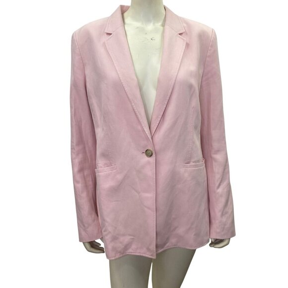 Loft Womens Linen Blend Blazer Single-Button Closure Notch Lapel Sz 14 - Picture 3 of 9